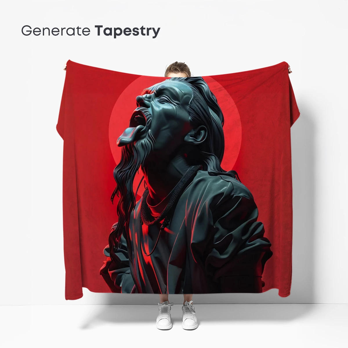 Crimson Halo: Euphoric Sculpture in Neon Light - Image 5