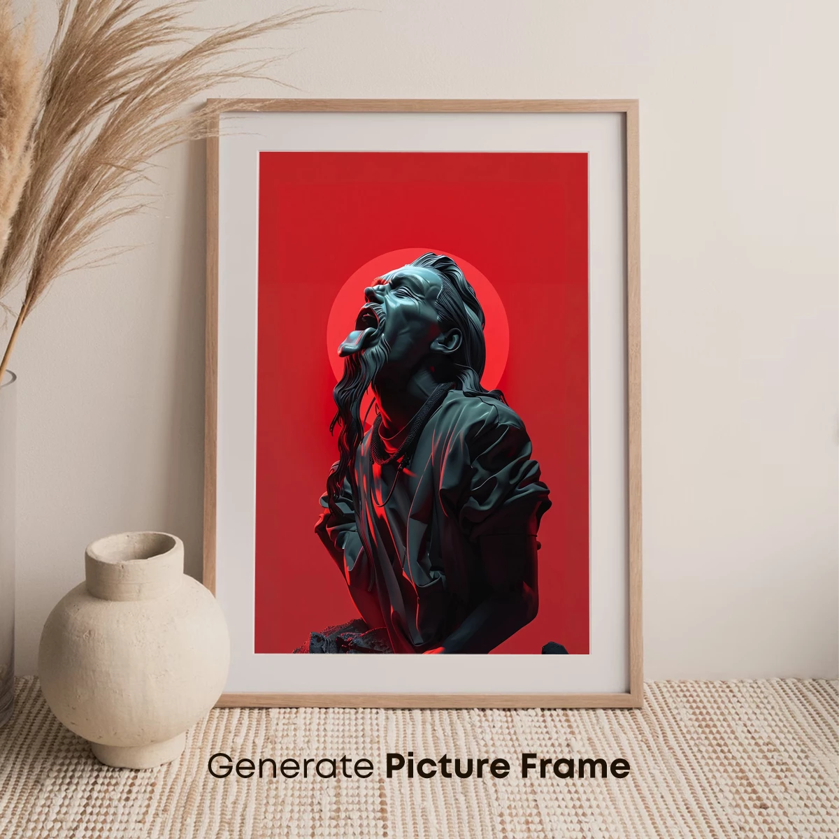 Crimson Halo: Euphoric Sculpture in Neon Light - Image 7