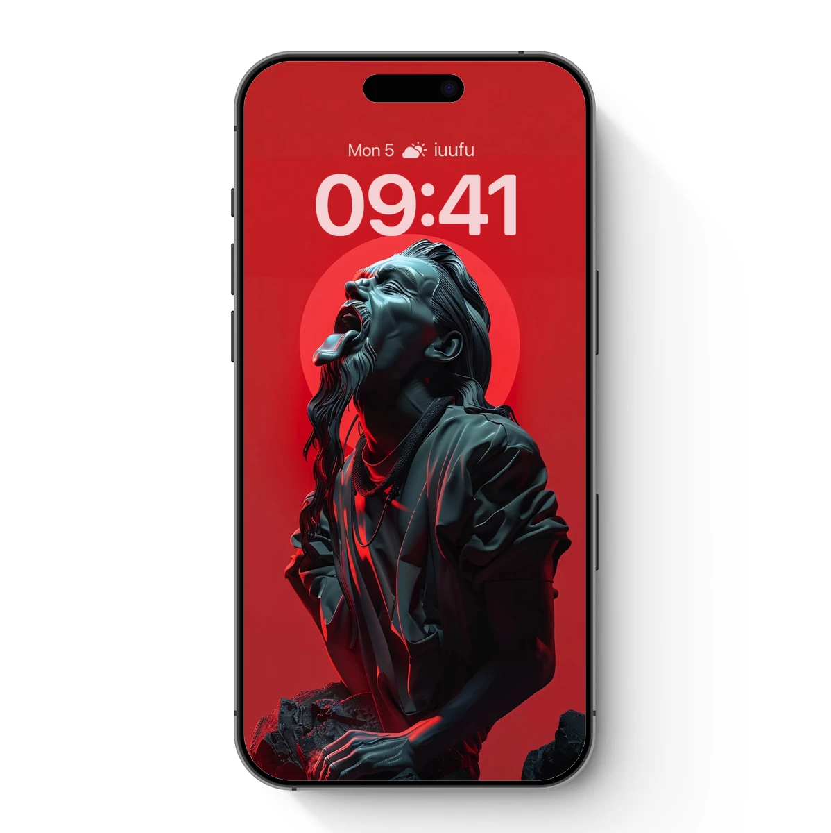 Crimson Halo: Euphoric Sculpture in Neon Light