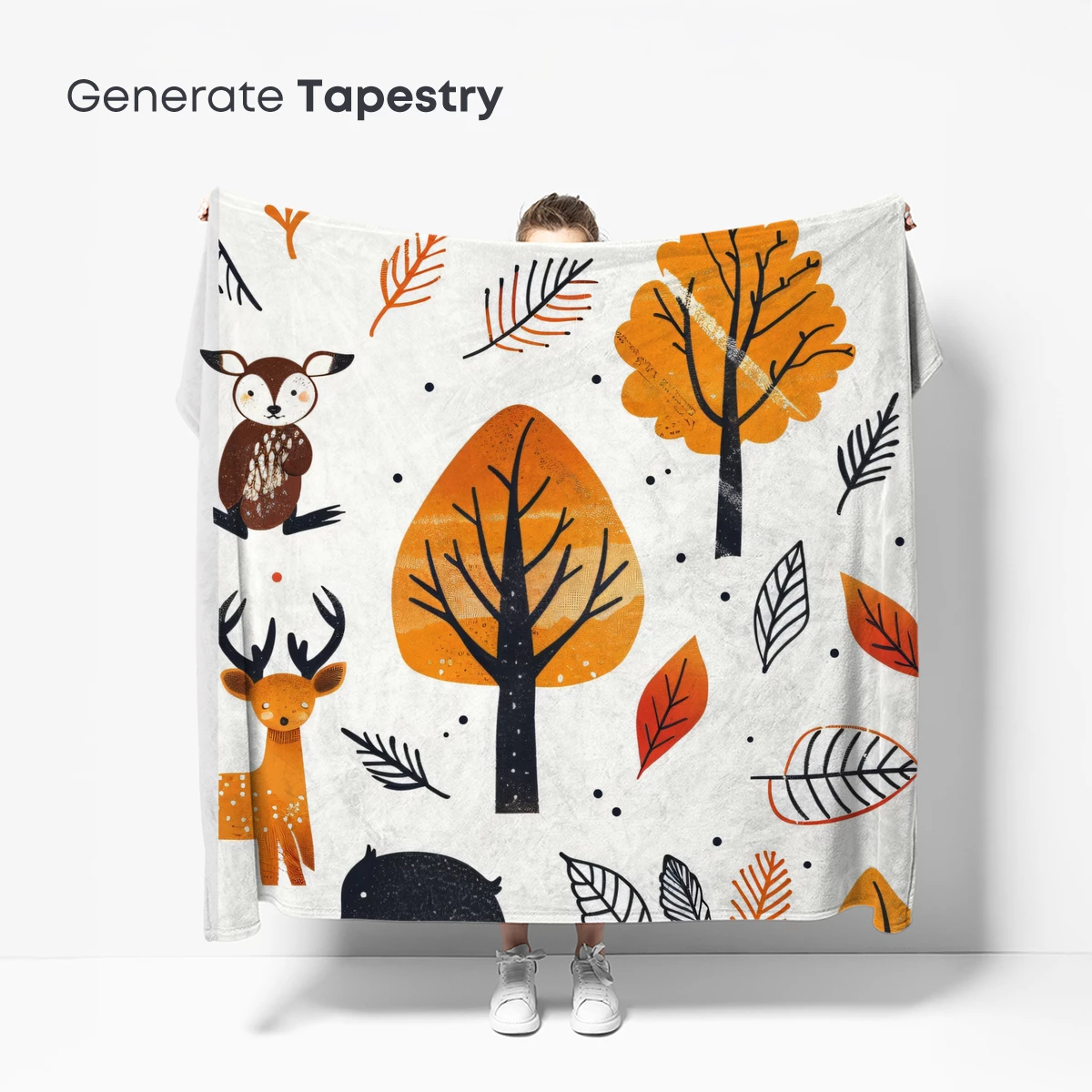 Autumn Forest Whimsy: Deer & Trees in Warm Hues - Image 5