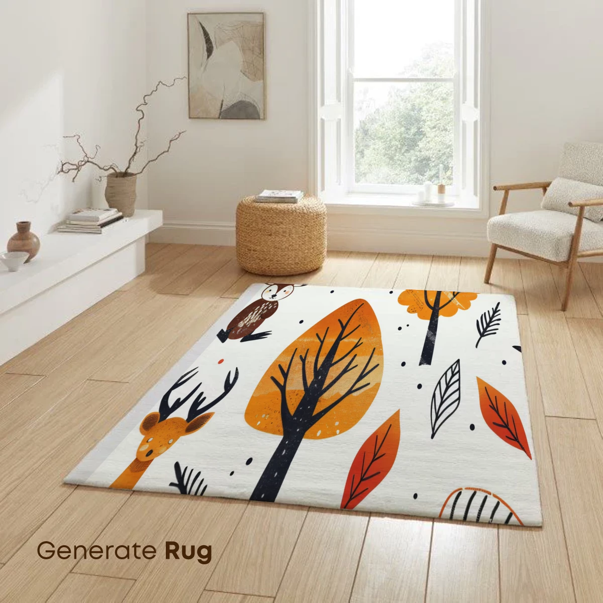 Autumn Forest Whimsy: Deer & Trees in Warm Hues - Image 6