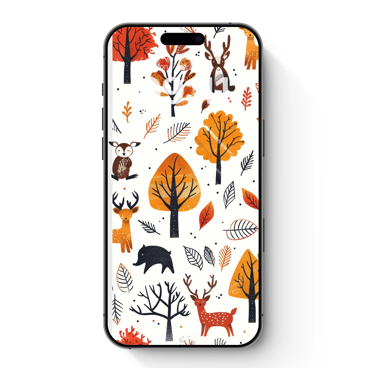 Autumn Forest Whimsy: Deer & Trees in Warm Hues