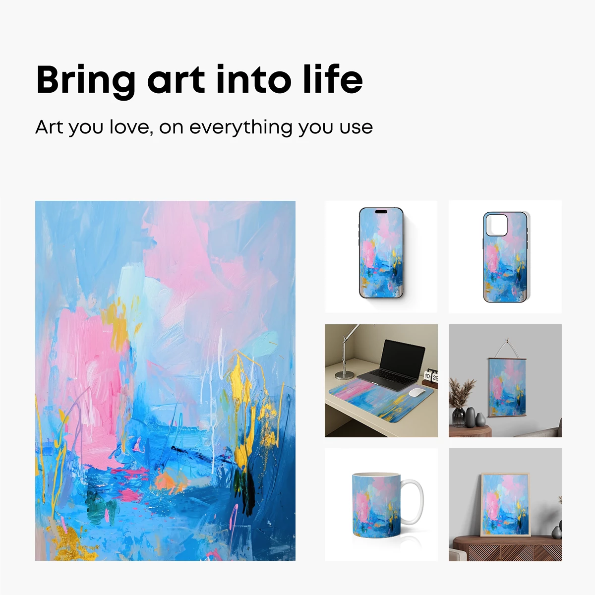 Abstract Blue Symphony: Brushstroke Harmony - Image 2