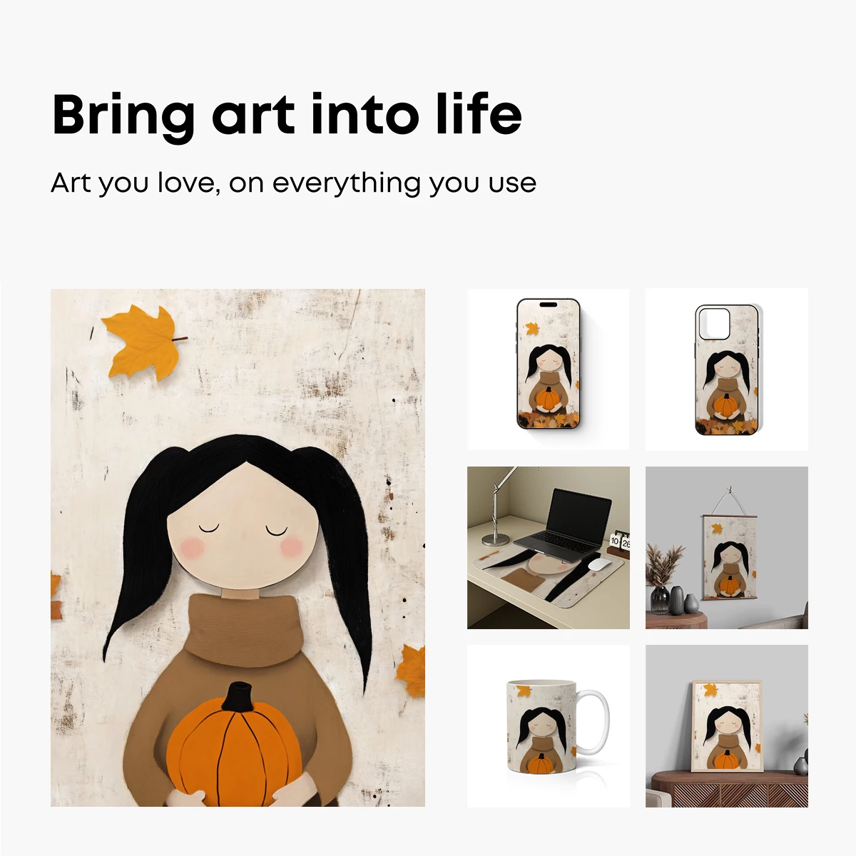 Autumn Serenity: Pumpkin Embrace - Image 2