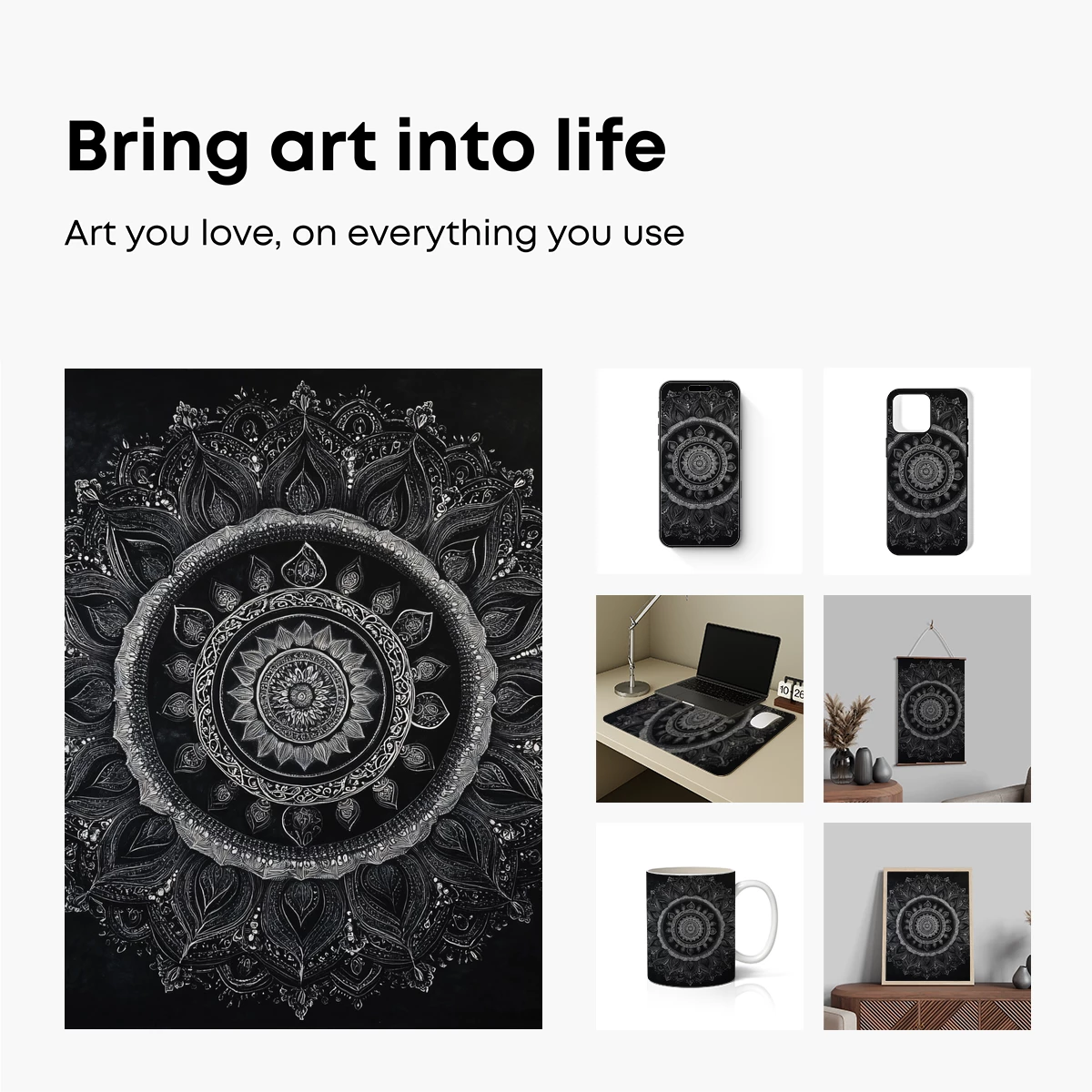 Eternal Mandala: Monochrome Floral Symmetry