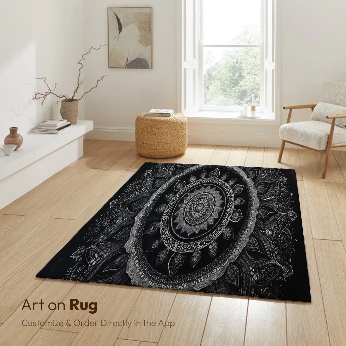 Eternal Mandala: Monochrome Floral Symmetry - Image 5