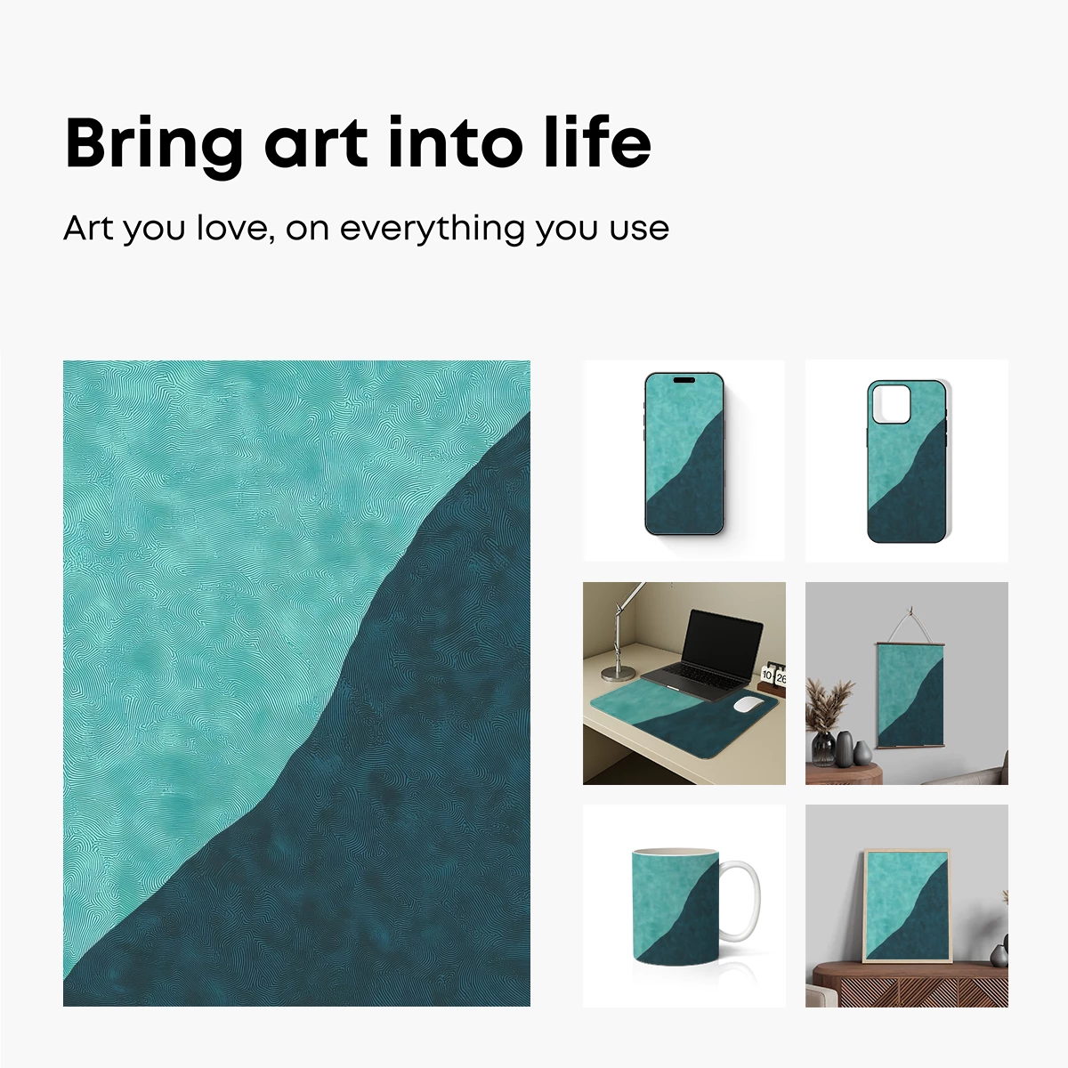 Depth of Turquoise: Abstract Oceanic Divide