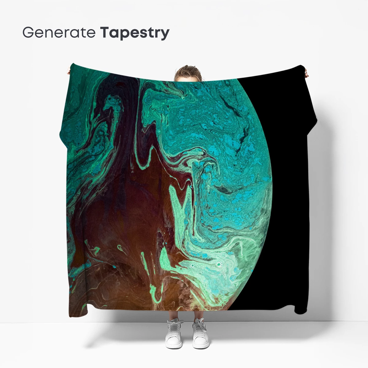 Cosmic Ink Swirl: Teal and Umber Abyss - Image 5