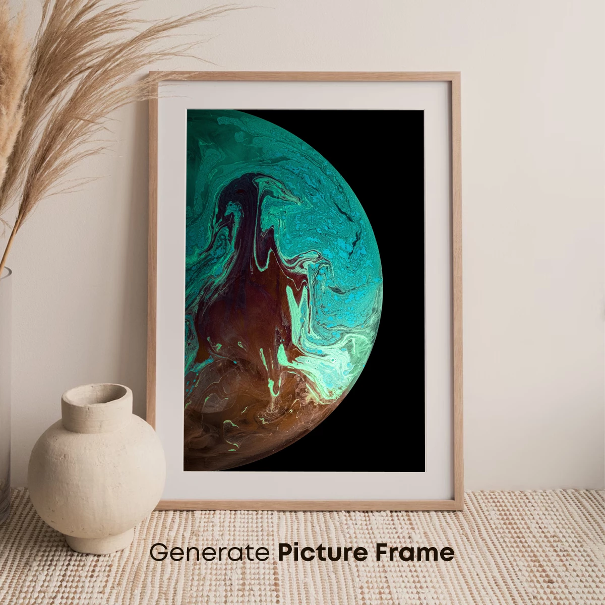 Cosmic Ink Swirl: Teal and Umber Abyss - Image 7