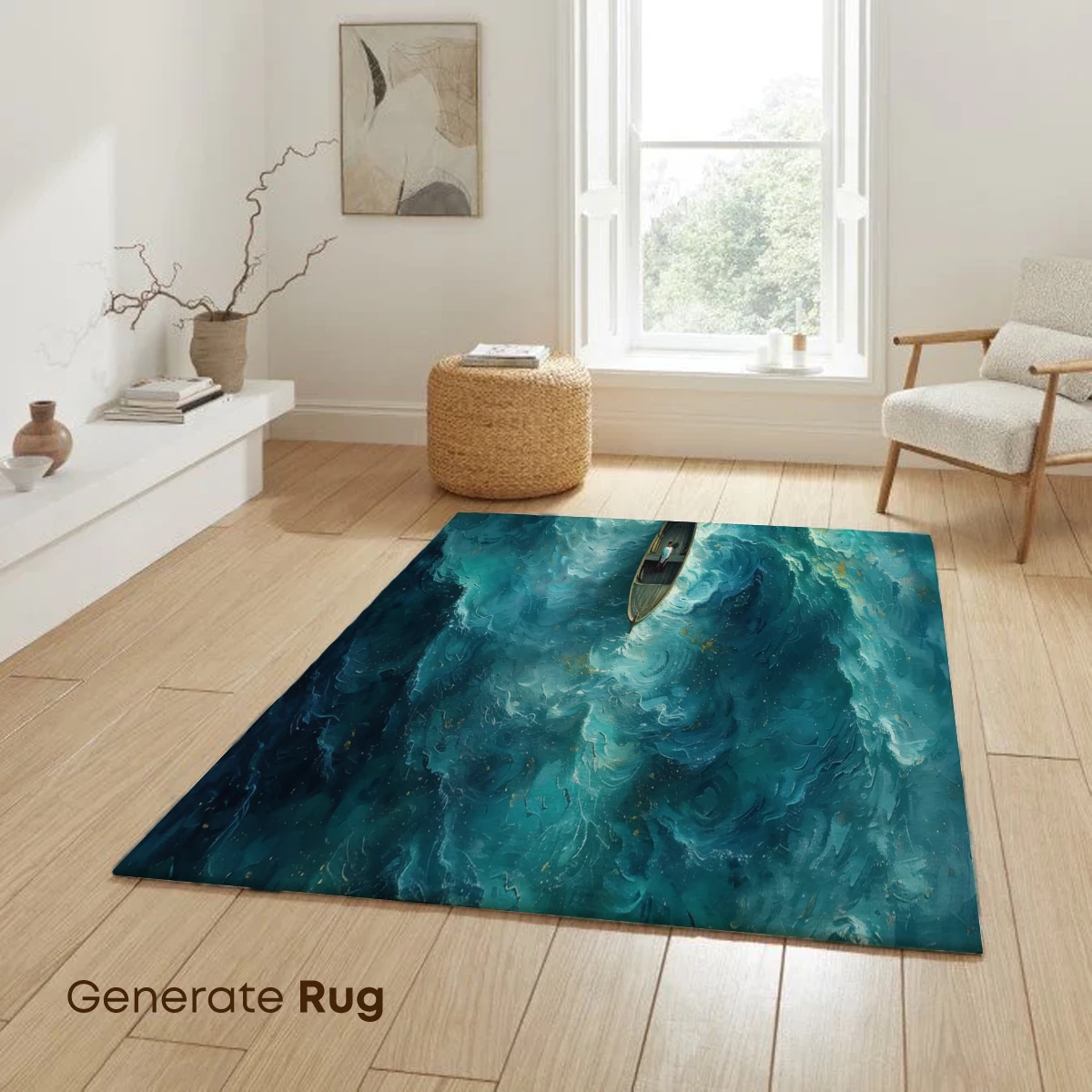 Ethereal Voyage: Solitary Boat in a Whirling Sea - Image 6