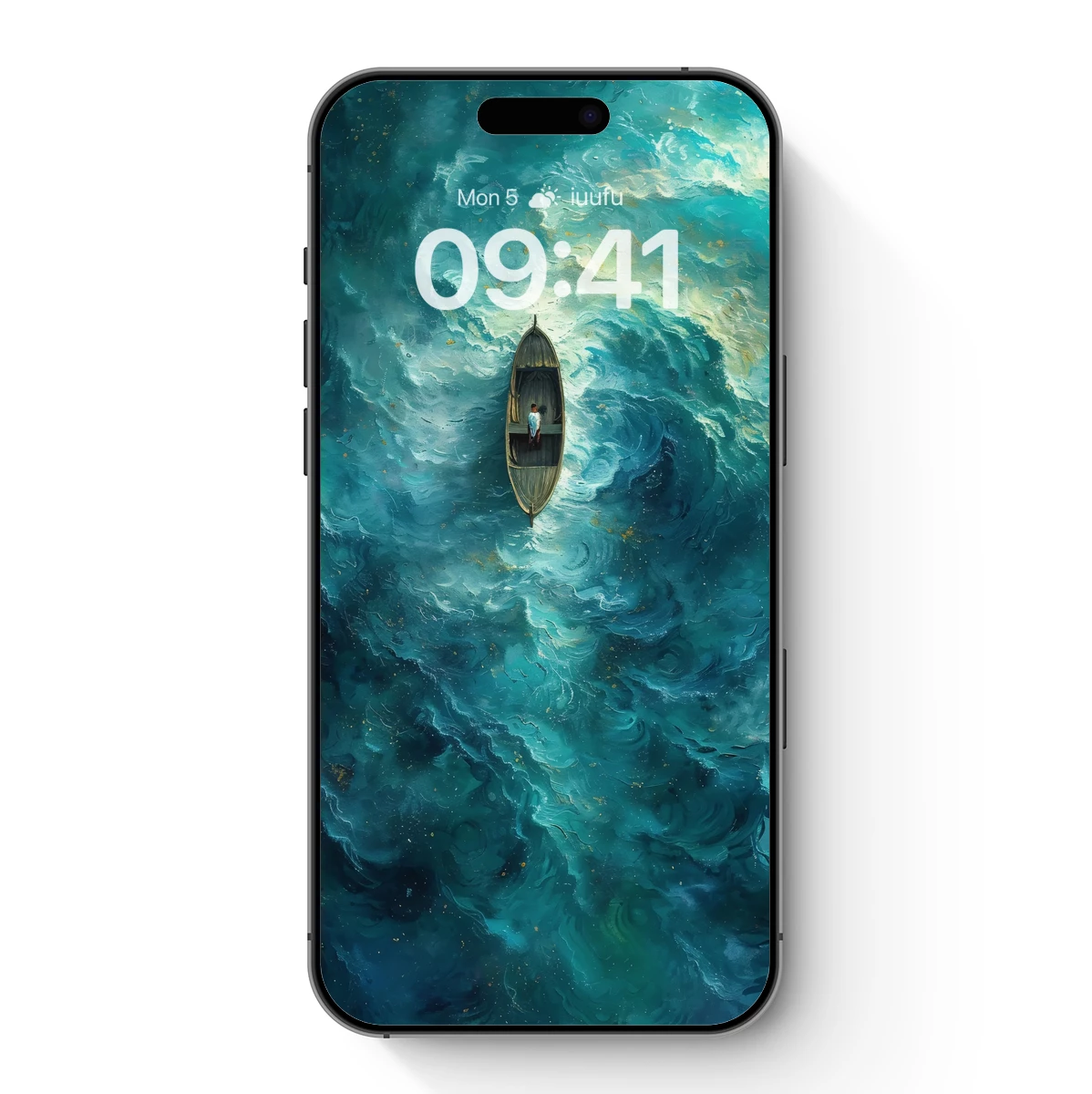 Ethereal Voyage: Solitary Boat in a Whirling Sea Ethereal Voyage: Solitary Boat in a Whirling Sea