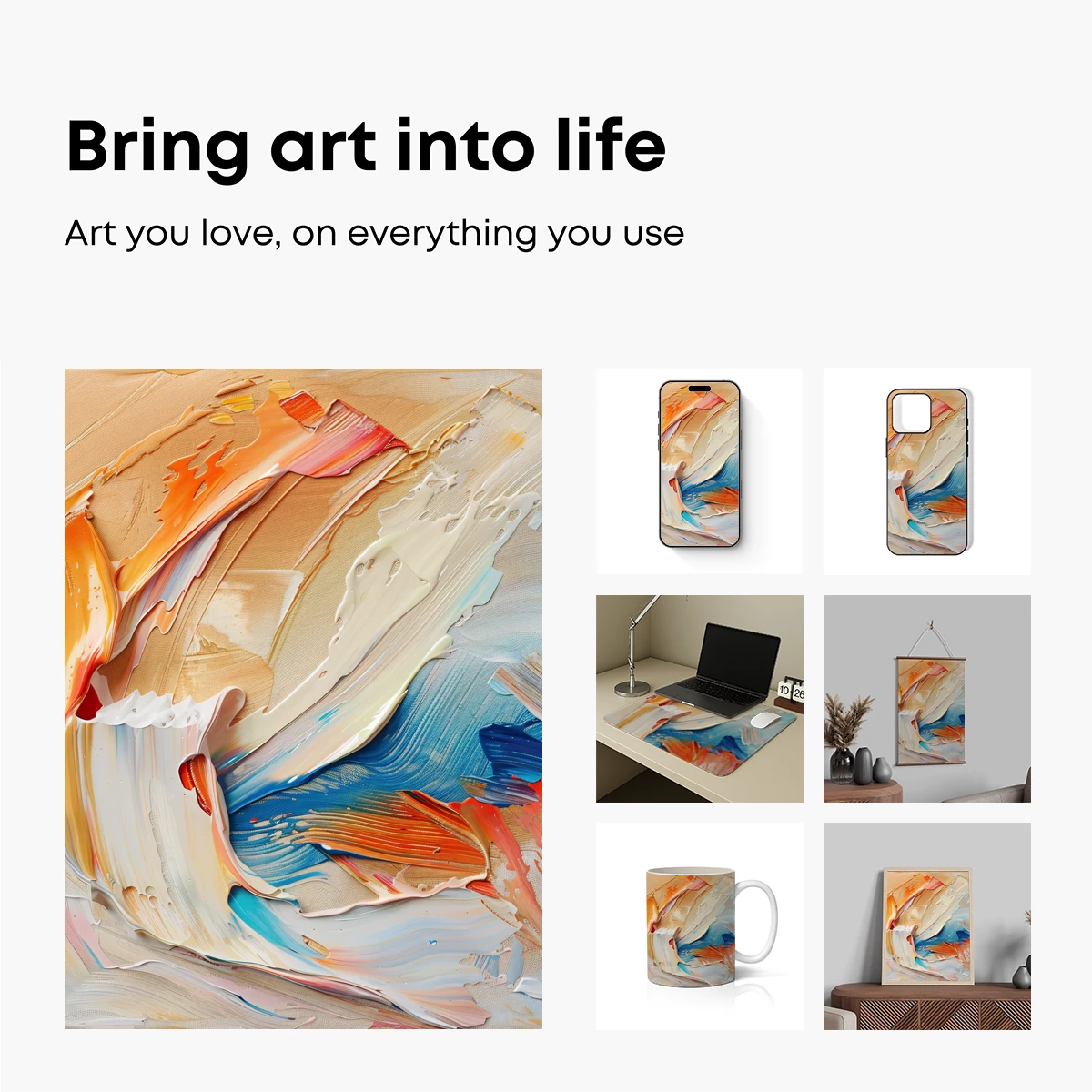 Abstract Fusion: Swirling Canvas of Warm Hues and Cool Blues - Image 2