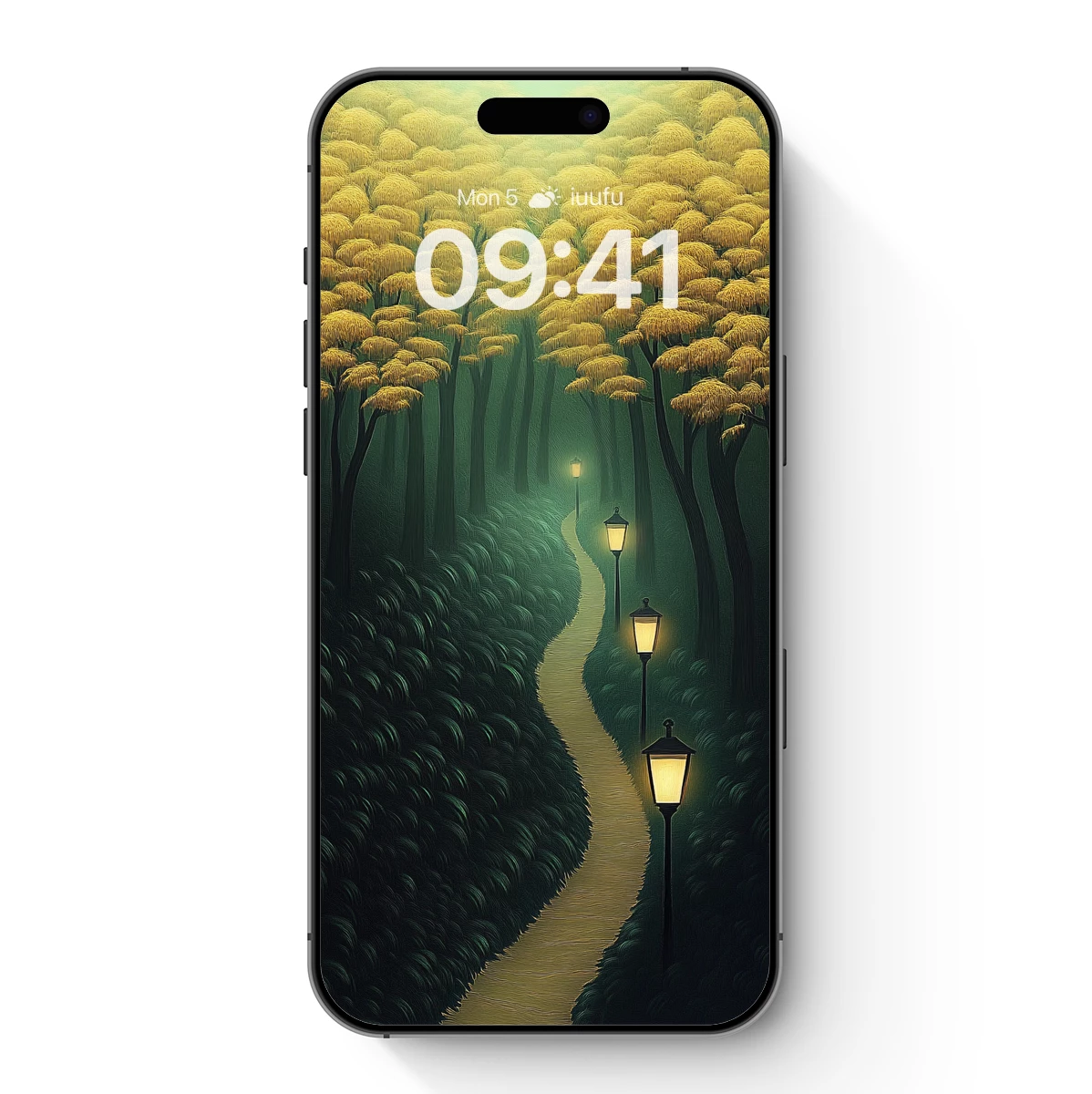 Enchanted Forest Pathway: Illuminated by Lanterns