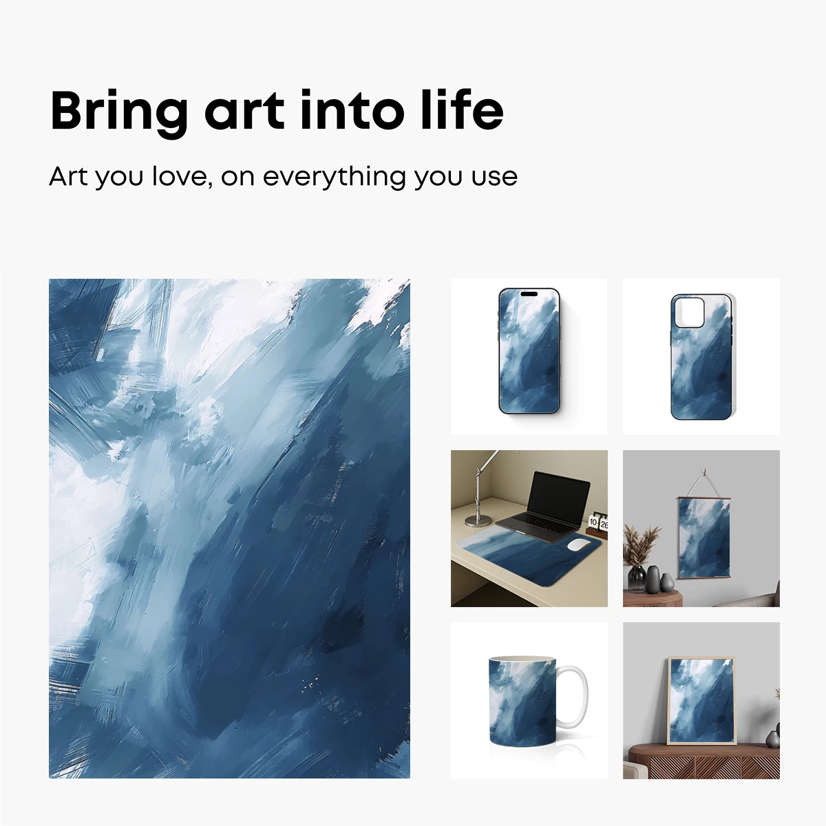 Abstract Blue Symphony: Brushstroke Elegance - Image 2