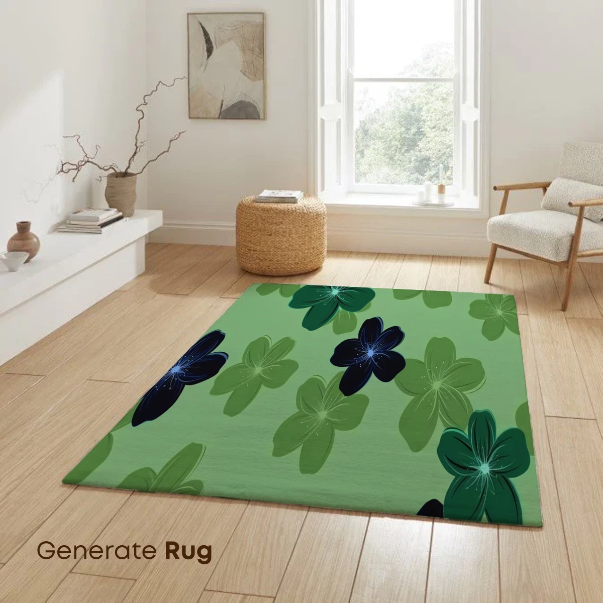 Glowing Floral Symphony in Emerald and Midnight - Image 6