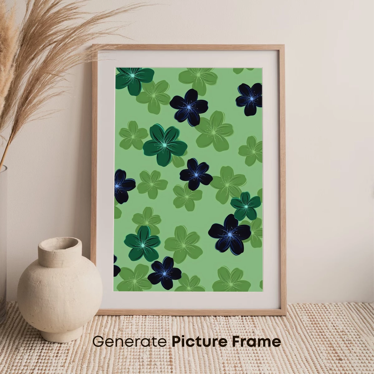 Glowing Floral Symphony in Emerald and Midnight - Image 7