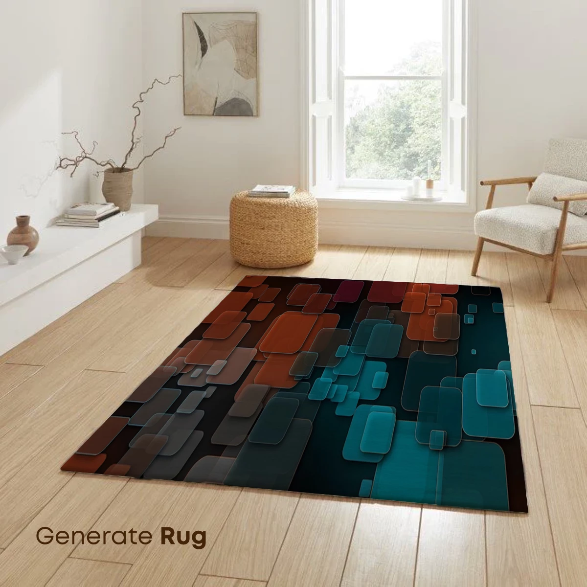 Geometric Symphony in Teal and Rust - Image 6