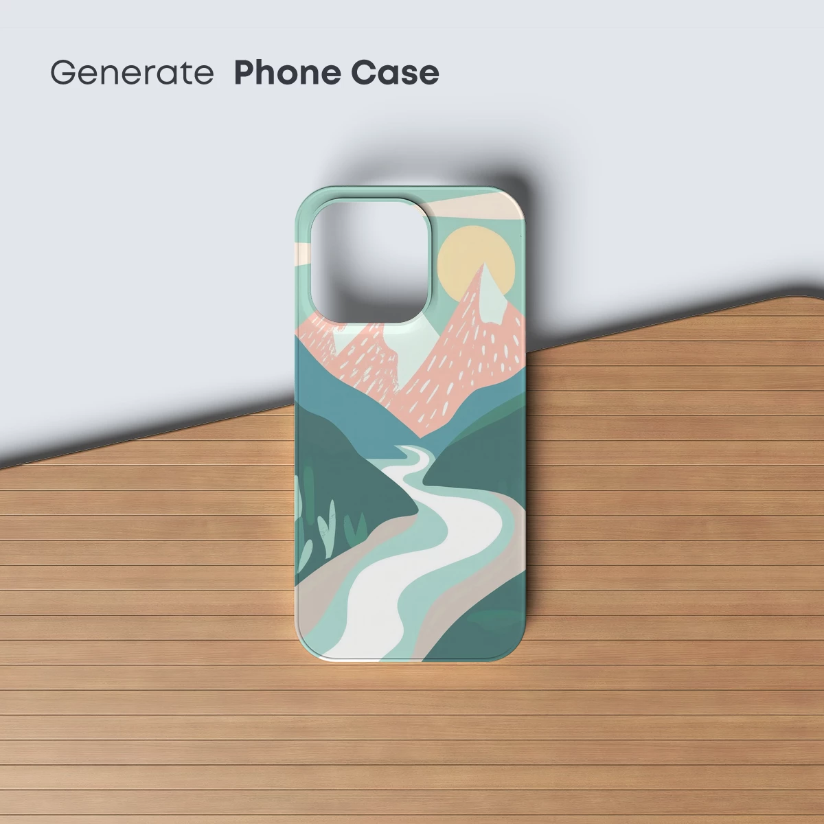 Abstract Mountain Odyssey: Winding River Under Sunlit Peaks - Image 3