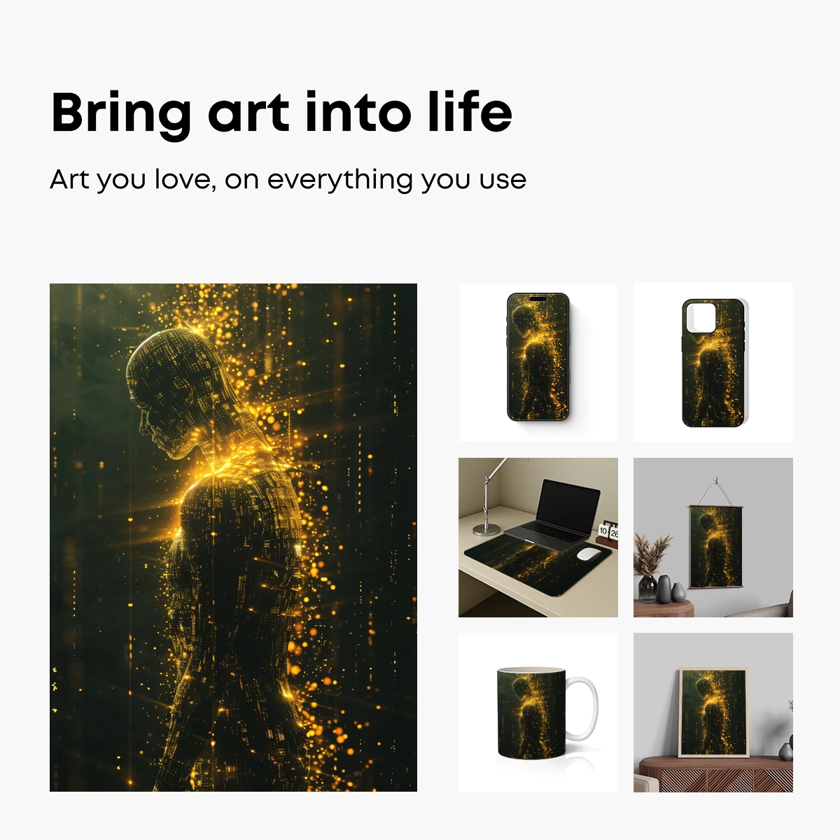 Golden Digital Silhouette: Futuristic Human Form - Image 2