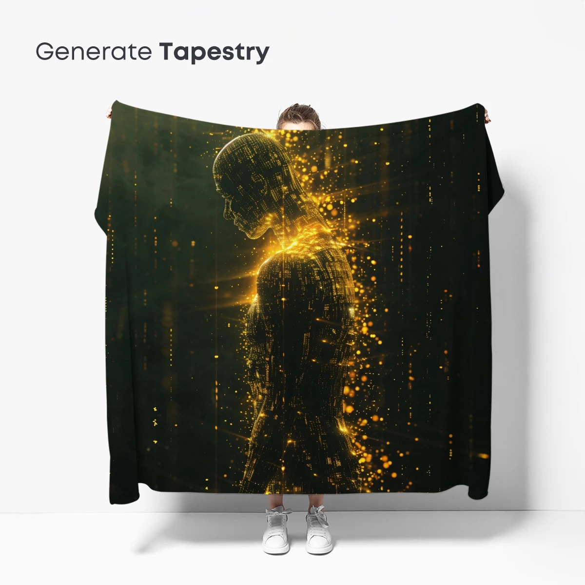 Golden Digital Silhouette: Futuristic Human Form - Image 5