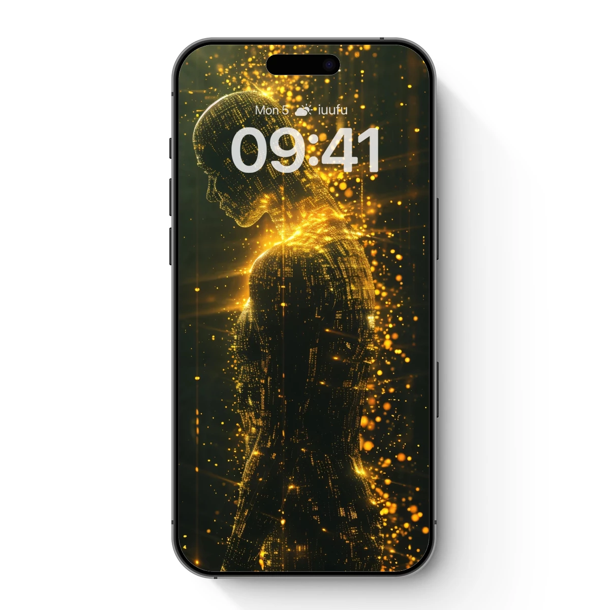 Golden Digital Silhouette: Futuristic Human Form