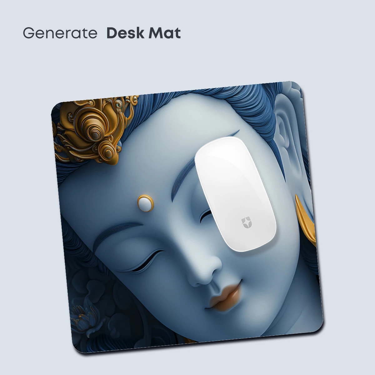 Ethereal Blue Serenity: Divine Sculpture in Gold and Mist - Image 4