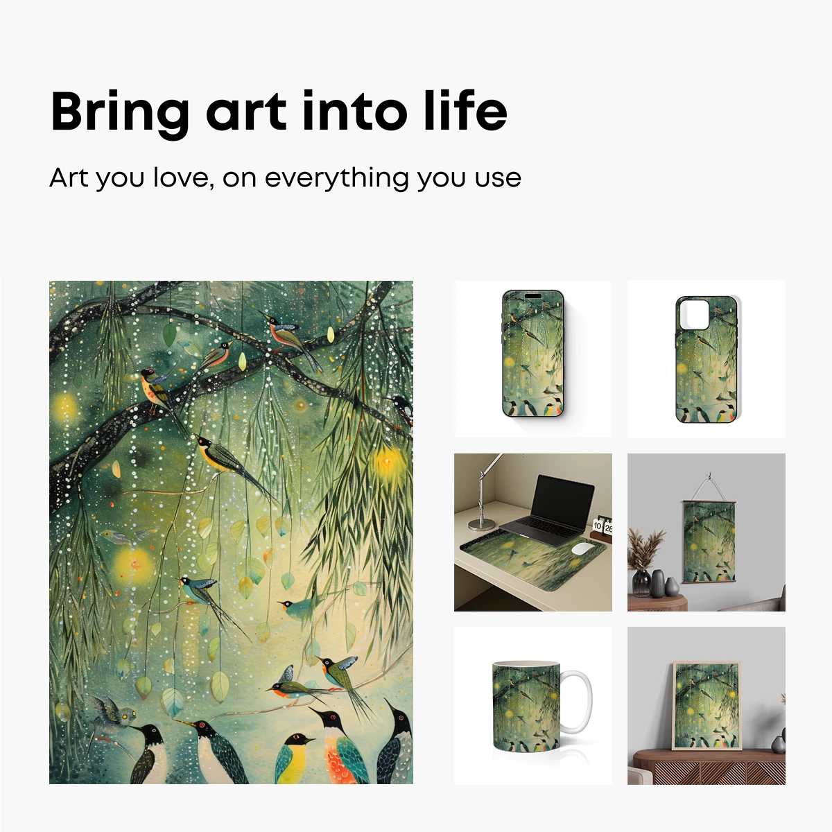 Enchanted Avian Symphony in Luminous Forest - Image 2