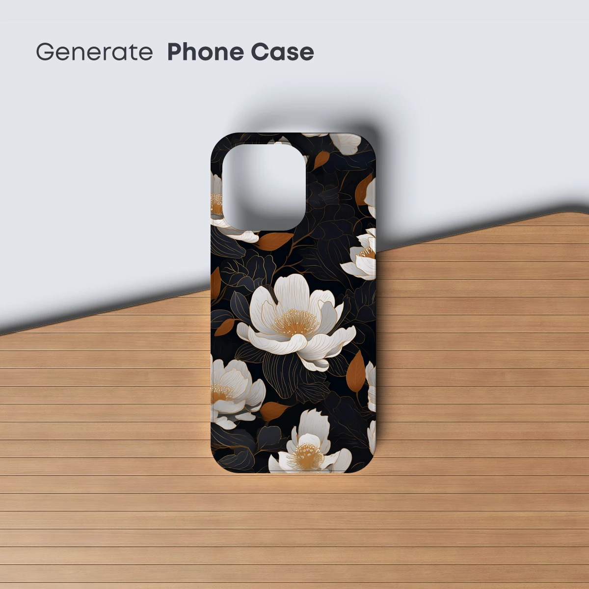 Elegant Peony Elegy: Golden Lines on Midnight Canvas - Image 3