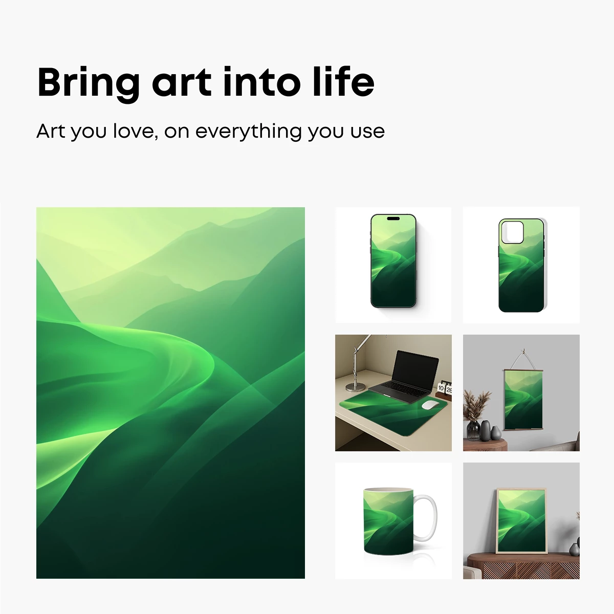 Ethereal Green Waves: A Digital Landscape Symphony - Image 2