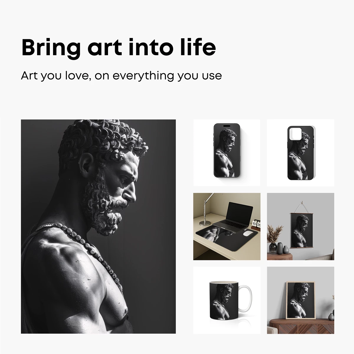 Classical Sculpture in Monochrome: Muscular Form and Beaded Detail - Image 2