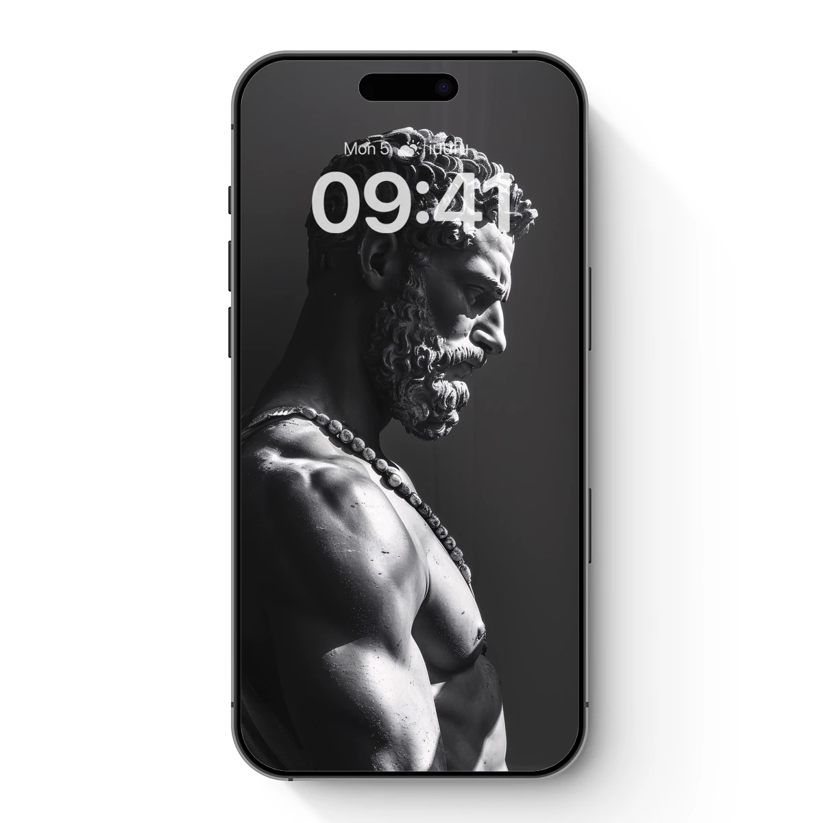 Classical Sculpture in Monochrome: Muscular Form and Beaded Detail