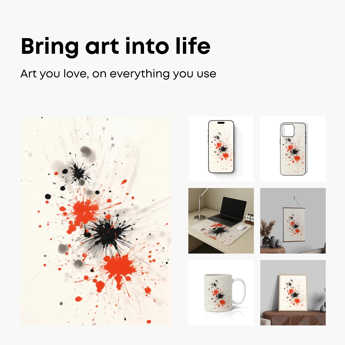 Explosive Ink Symphony: Red and Black Splatter Art