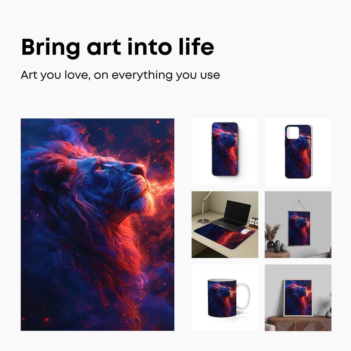 Cosmic Lion: Fiery Mane in Nebula Depths - Image 2