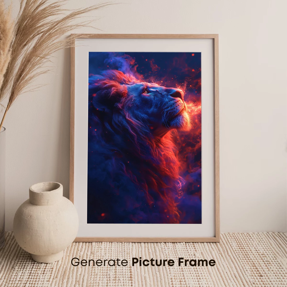 Cosmic Lion: Fiery Mane in Nebula Depths - Image 7