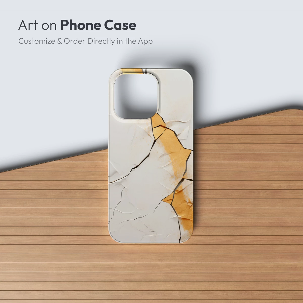 Fractured Elegance: Gold and White Abstract Cracks - Image 2