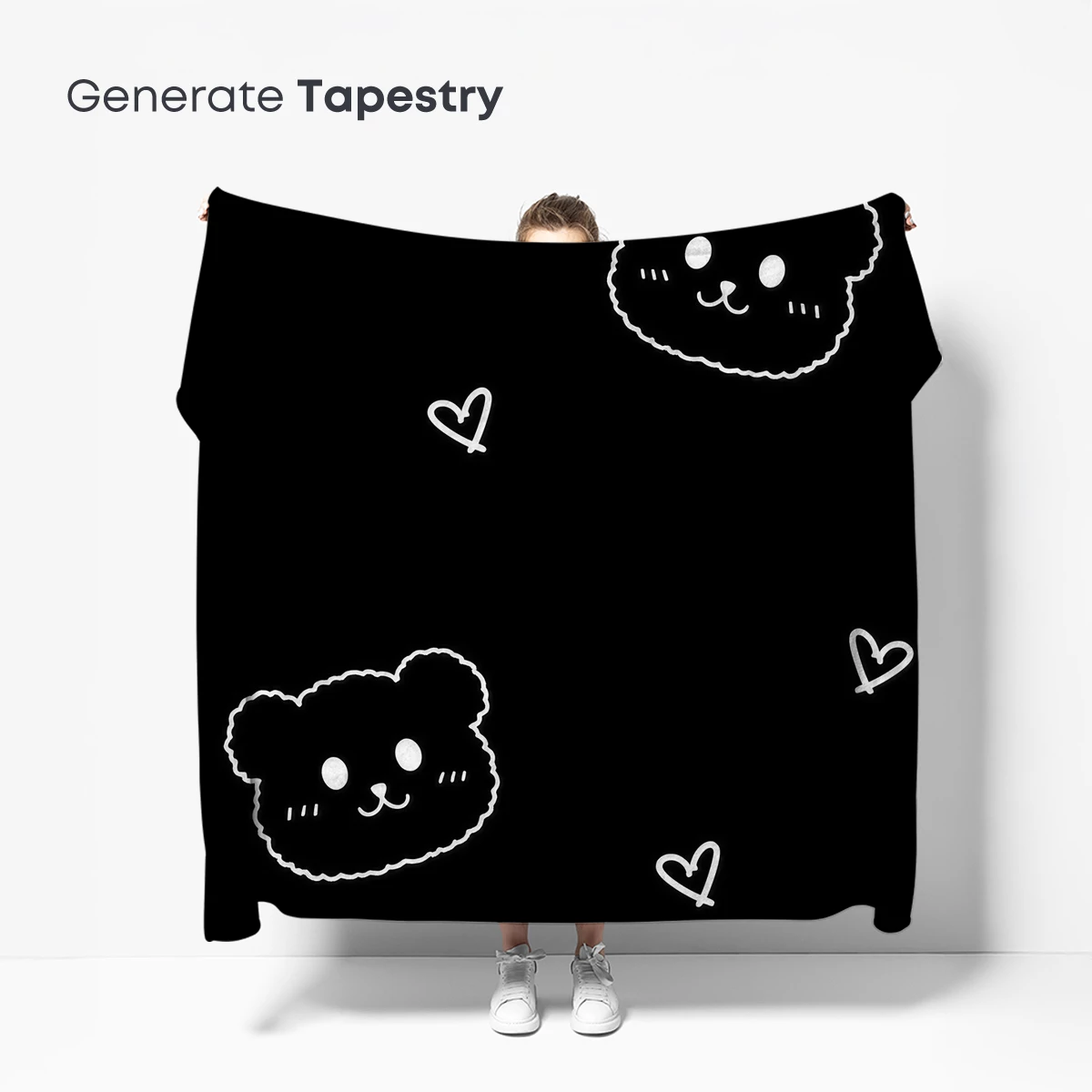 Cute Bears in Night Sky: Whimsical Hearts and Stars - Image 5