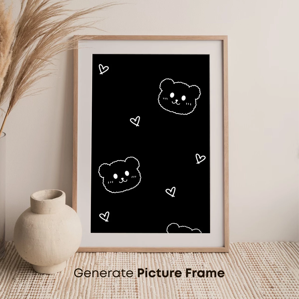 Cute Bears in Night Sky: Whimsical Hearts and Stars - Image 7