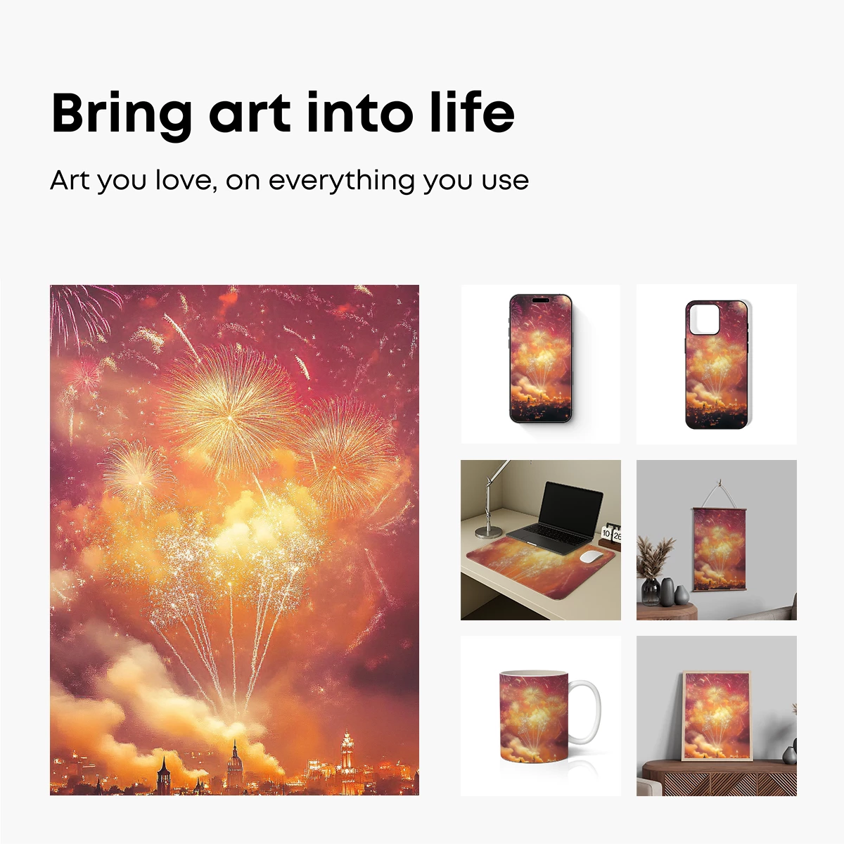 Cityscape Under a Spectacular Firework Symphony