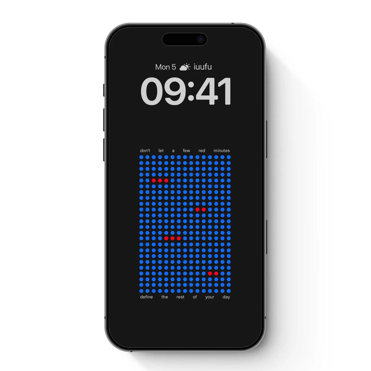 Blue Grid Elegance: Red Dots Interrupting Order