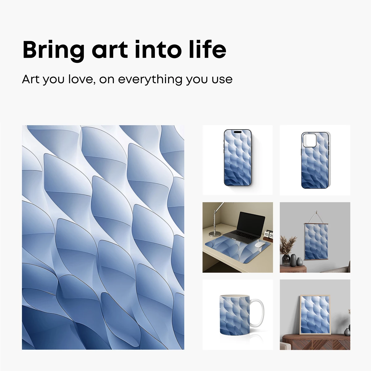 Fluid Geometry: Abstract Blue Waves - Image 2