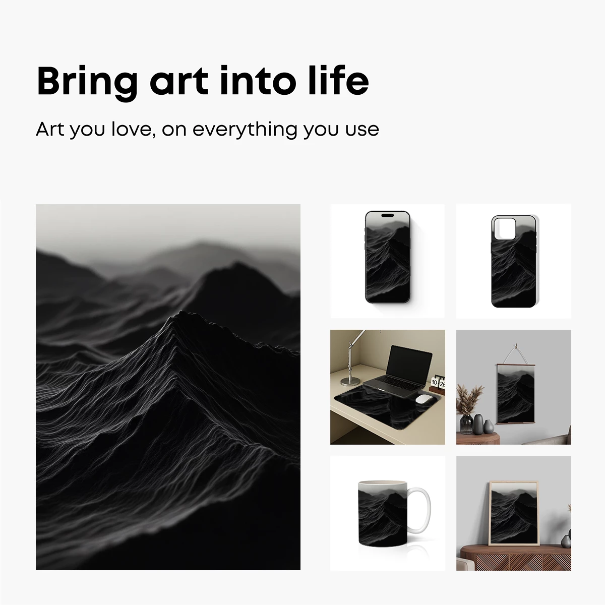 Ethereal Midnight Peaks: A Monochrome Mountain Odyssey - Image 2