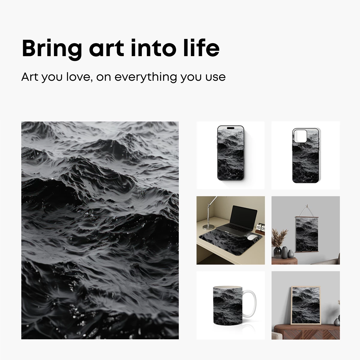 Ethereal Black Ocean Waves - Image 2