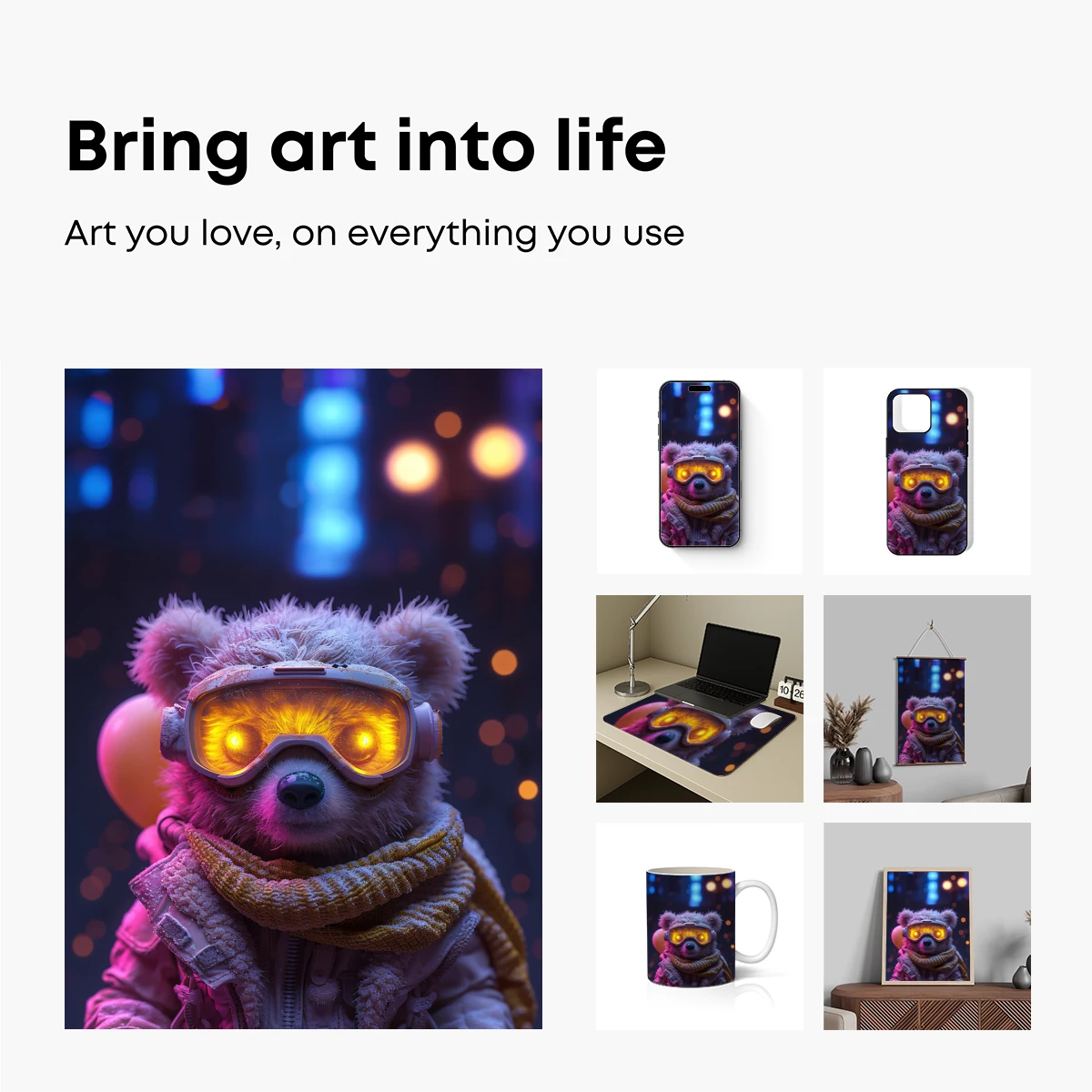 Cyber Teddy: Neon Goggles & Urban Glow - Image 2