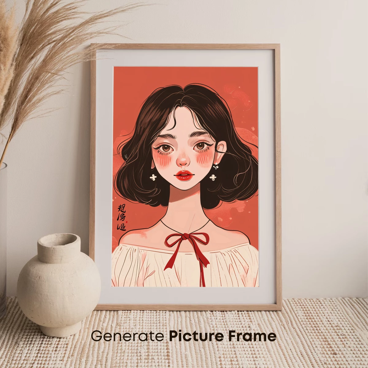 Blushing Beauty: Whimsical Anime Portrait - Image 7