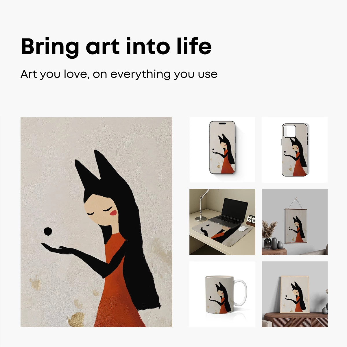 Ethereal Embrace: Red Gown and Midnight Hair - Image 2