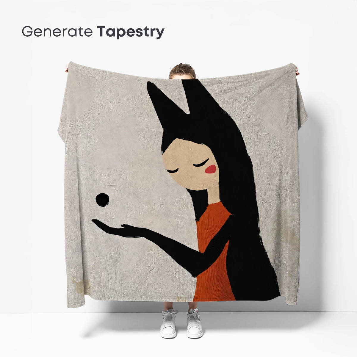 Ethereal Embrace: Red Gown and Midnight Hair - Image 5