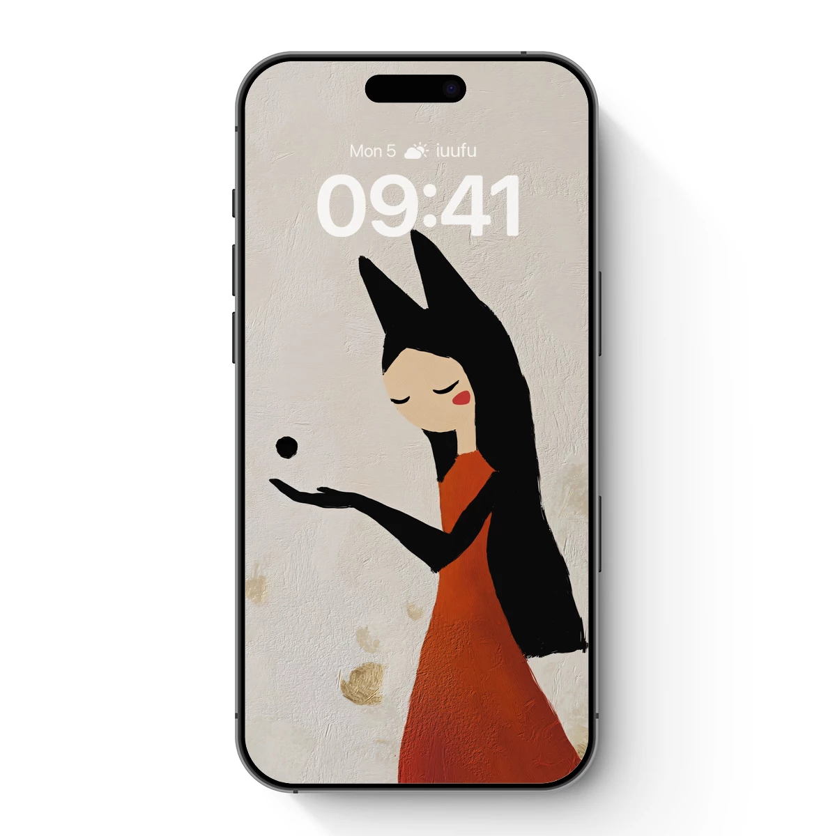 Ethereal Embrace: Red Gown and Midnight Hair