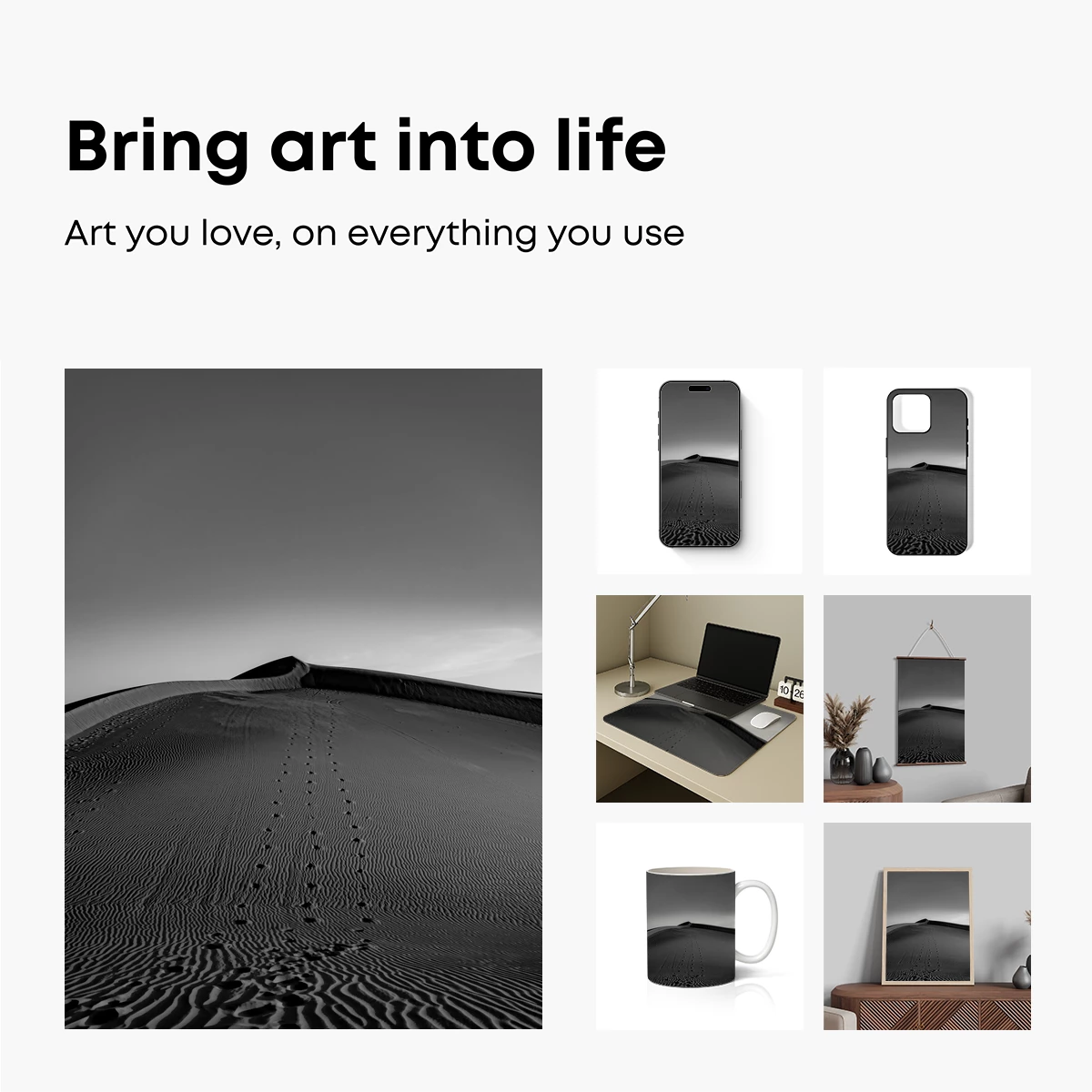 Desert Solitude: Footprints in Monochrome Sands - Image 2