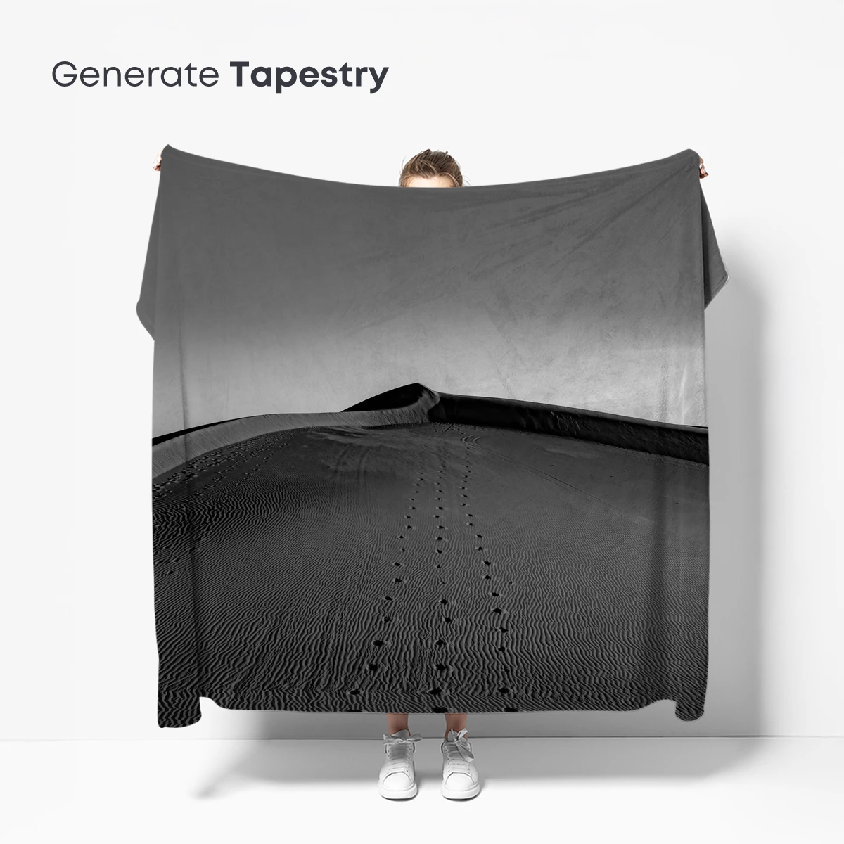 Desert Solitude: Footprints in Monochrome Sands - Image 5