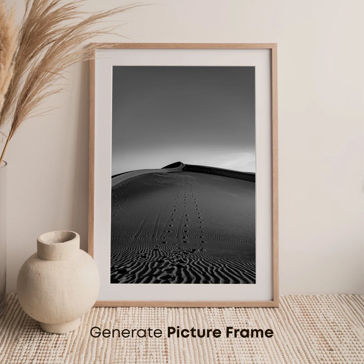 Desert Solitude: Footprints in Monochrome Sands - Image 7